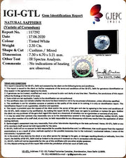 2.35 Carat Natural White Sapphire with Govt Lab Certificate-34410